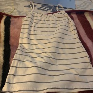 White and black striped top
